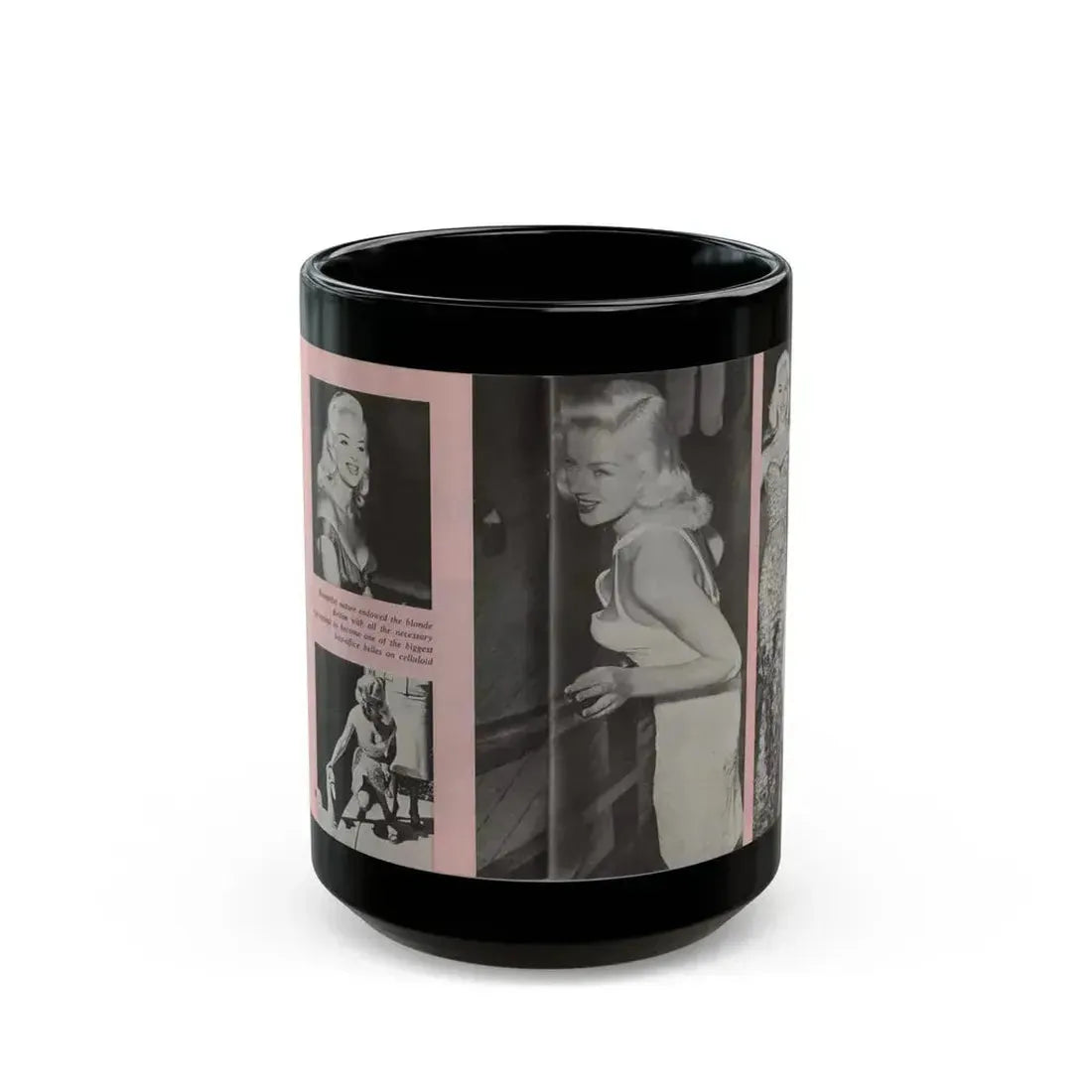 Diana Dors #135 - 4 B&W Photos & Caption from Pose! Pocket Mag. from July '58 (Vintage Female Icon) Black Coffee Mug 15oz - Go Mug Yourself