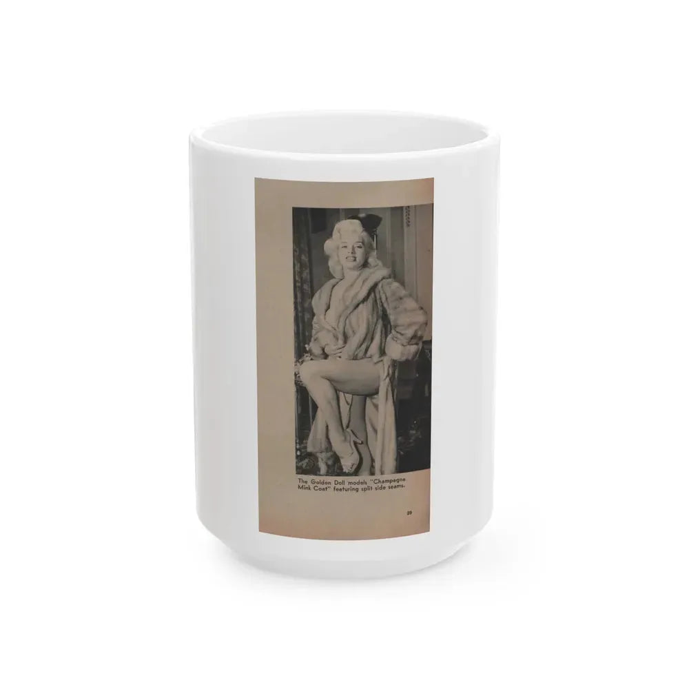 Diana Dors #140 - 1 of 2 B&W Pin-Up Photos from Mr. Magazine Aug. of '59 (Vintage Female Icon) White Coffee Mug 15oz - Go Mug Yourself