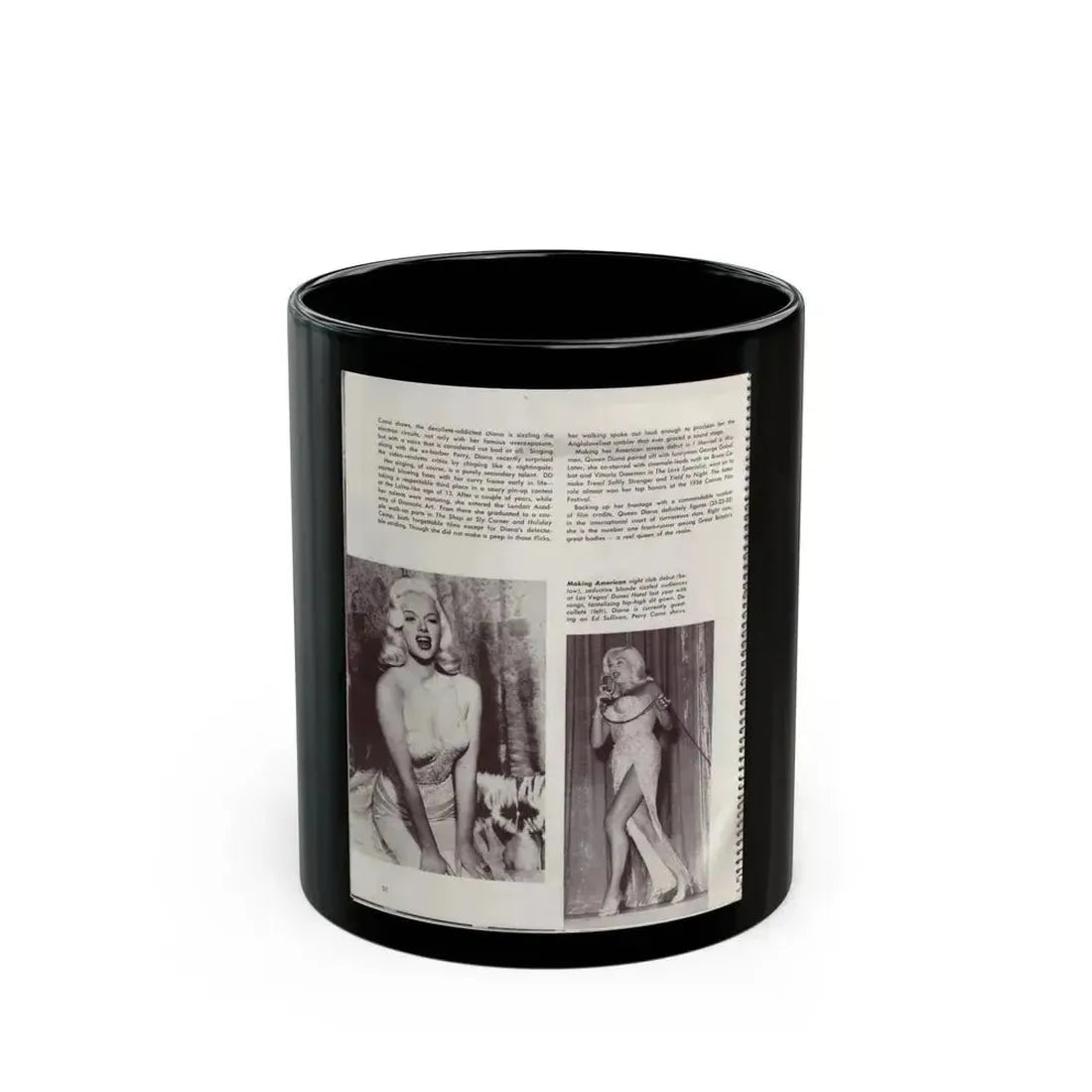 Diana Dors #181 (Vintage Female Icon) Black Coffee Mug 11oz - Go Mug Yourself