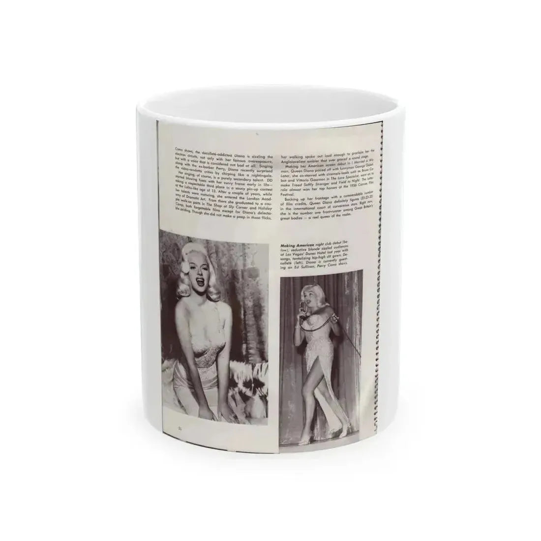 Diana Dors #181 (Vintage Female Icon) White Coffee Mug 11oz - Go Mug Yourself
