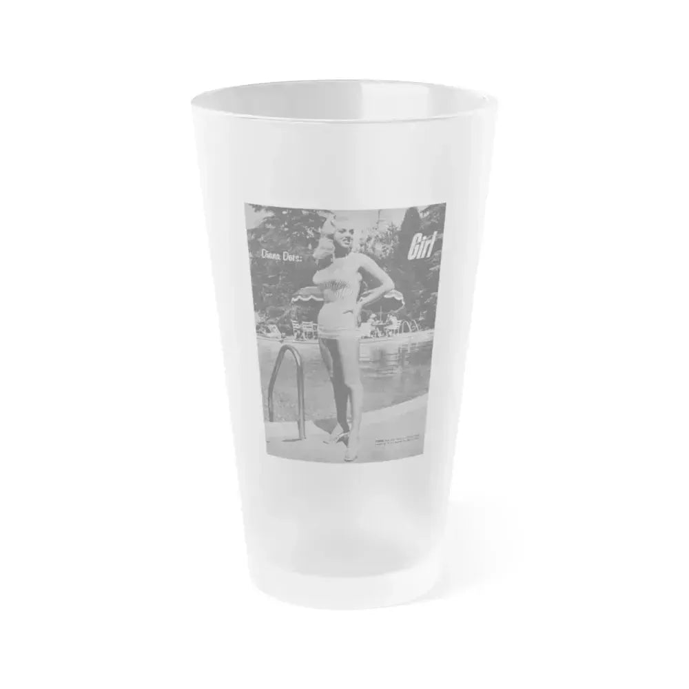 Diana Dors #213 - Vintage B&W 8.5x10.5 Pin-Up Photo with, Headline & Caption from Pin-Up or Movie Star Magazine Circa 1950's 1 (Vintage Female Icon) Frosted Pint Glass 16oz 16oz Frosted - Go Mug Yourself