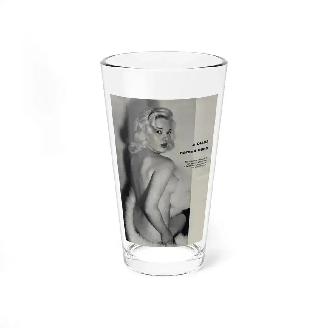 Diana Dors #218 - Pages 1 of 3 with 1 nude B&W Photo partially covered from Nugget Magazine May '56 (Vintage Female Icon) Pint Glass 16oz 16oz - Go Mug Yourself
