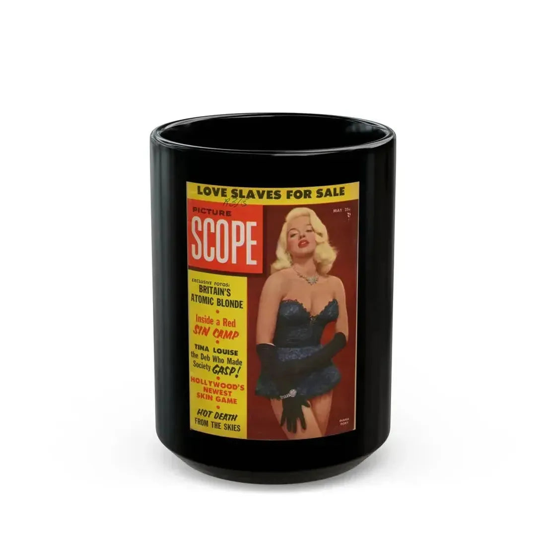 Diana Dors #90 - Mag. Cover (Vintage Female Icon) Black Coffee Mug 15oz - Go Mug Yourself