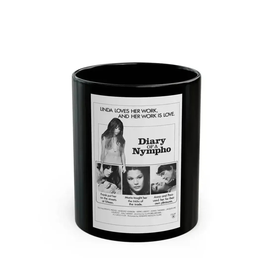 DIARY OF A NYMPHO 1973 Movie Poster - Black Coffee Mug 11oz - Go Mug Yourself