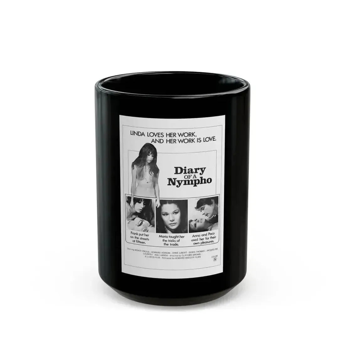 DIARY OF A NYMPHO 1973 Movie Poster - Black Coffee Mug 15oz - Go Mug Yourself