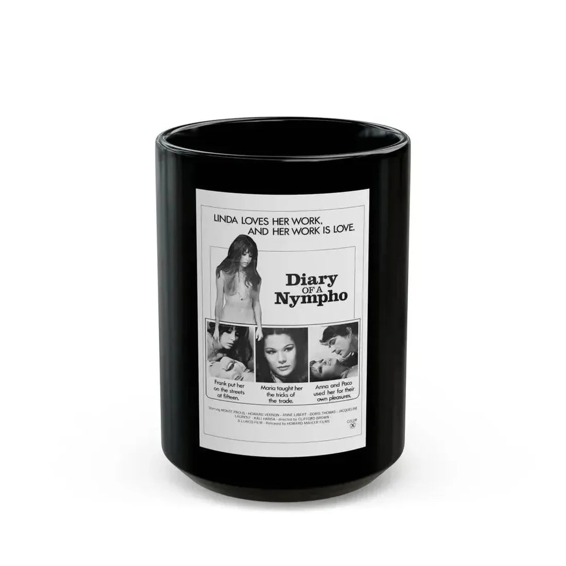 DIARY OF A NYMPHO 1973 Movie Poster - Black Coffee Mug 15oz - Go Mug Yourself