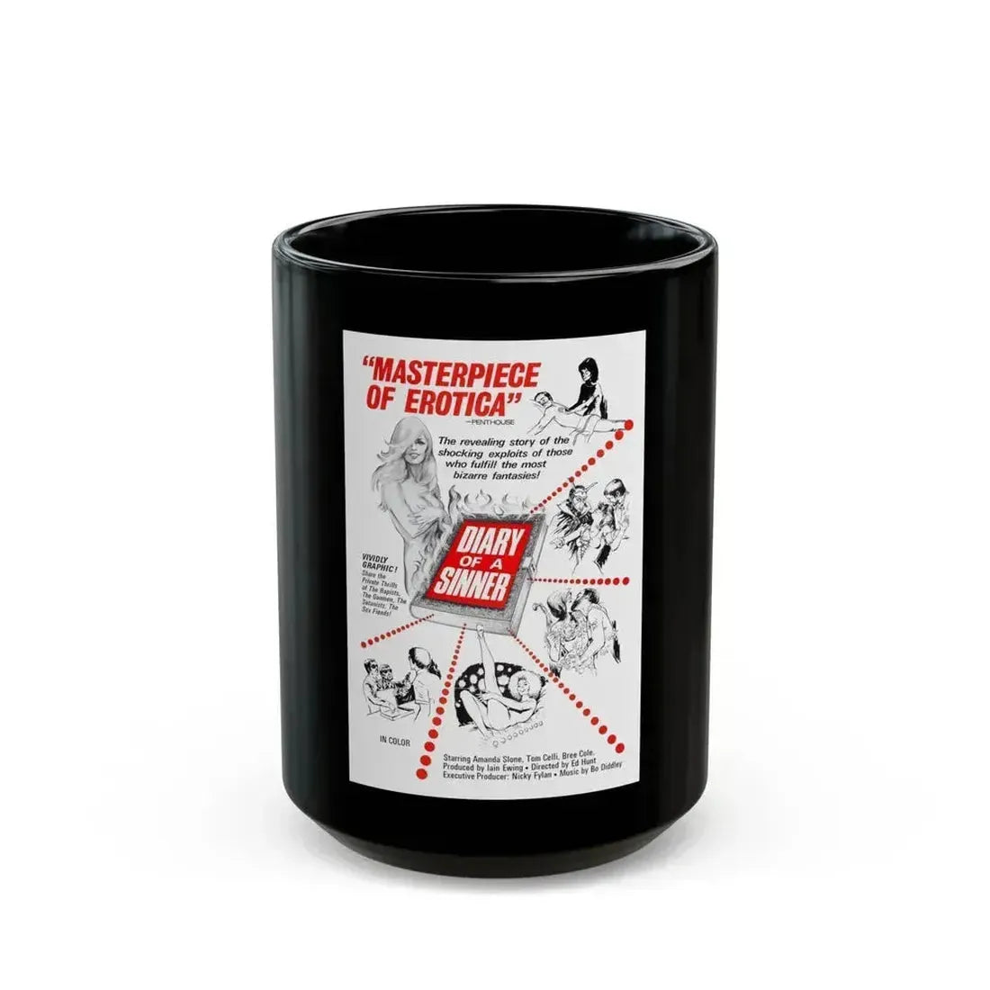 DIARY OF A SINNER 1974 Movie Poster - Black Coffee Mug 15oz - Go Mug Yourself