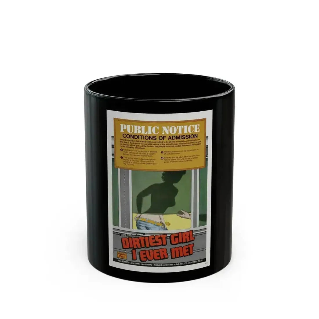 DIRTIEST GIRL I EVER MET 1970 Movie Poster - Black Coffee Mug 11oz - Go Mug Yourself