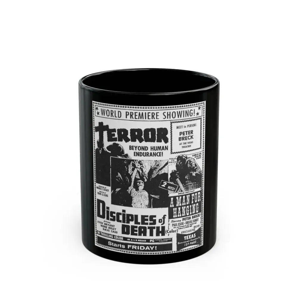 DISCIPLES OF DEATH + A MAN FOR HANGING 1972 Movie Poster - Black Coffee Mug 11oz - Go Mug Yourself