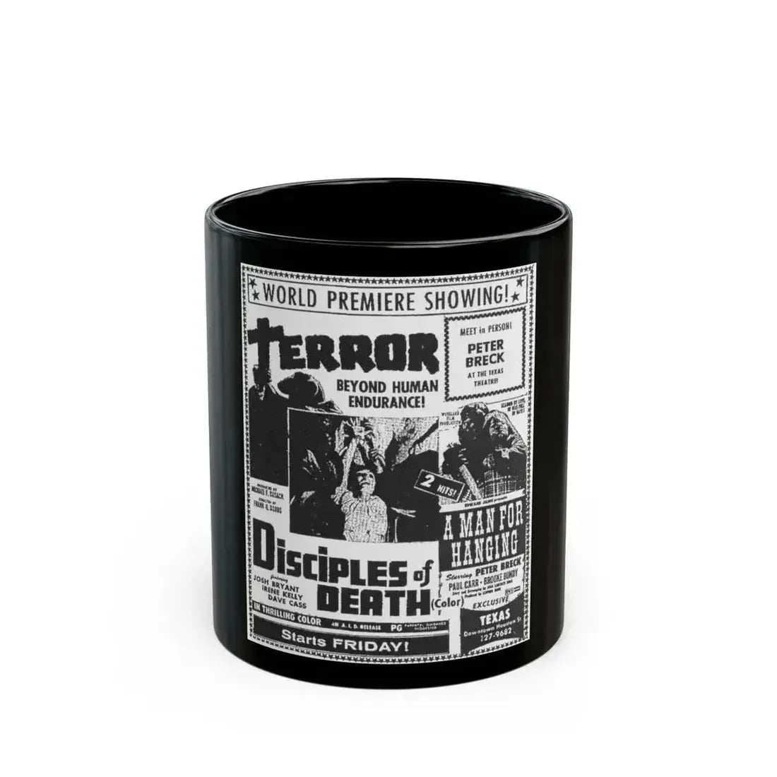 DISCIPLES OF DEATH + A MAN FOR HANGING 1972 Movie Poster - Black Coffee Mug 11oz - Go Mug Yourself