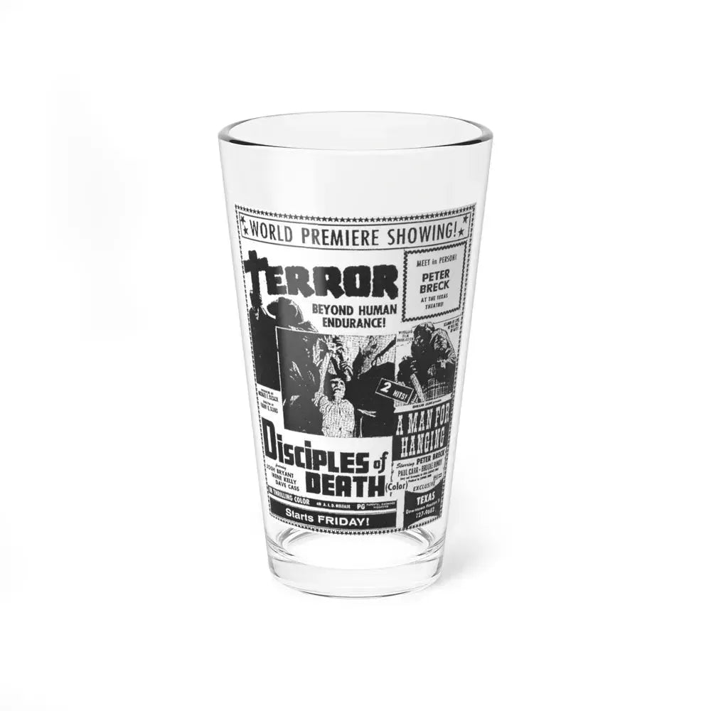 DISCIPLES OF DEATH + A MAN FOR HANGING 1972 Movie Poster - Pint Glass 16oz 16oz - Go Mug Yourself