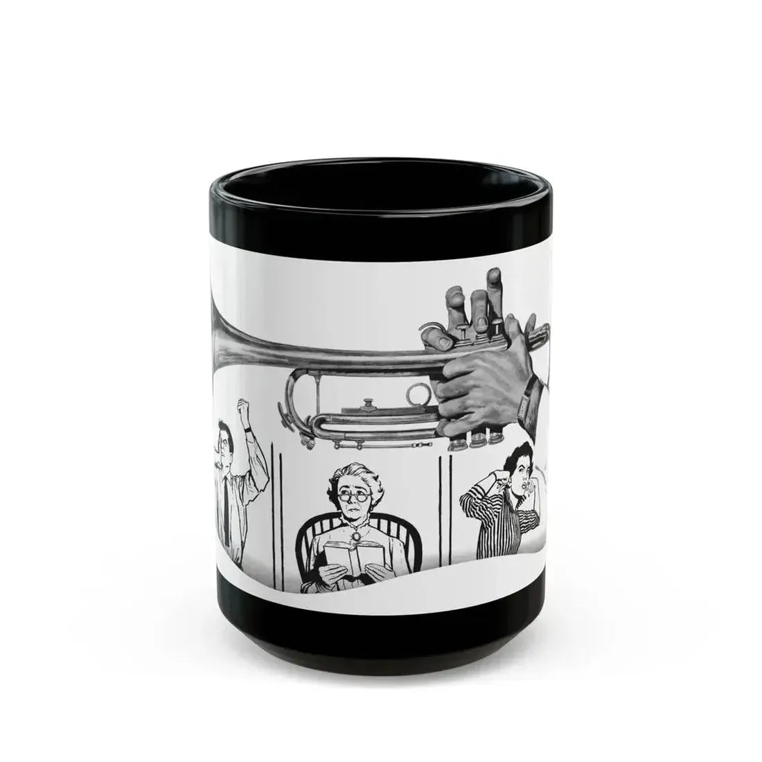 Discord In A Flat by Elizabeth Grey, Woman's Own magazine, 1957 - Black Coffee Mug 15oz - Go Mug Yourself
