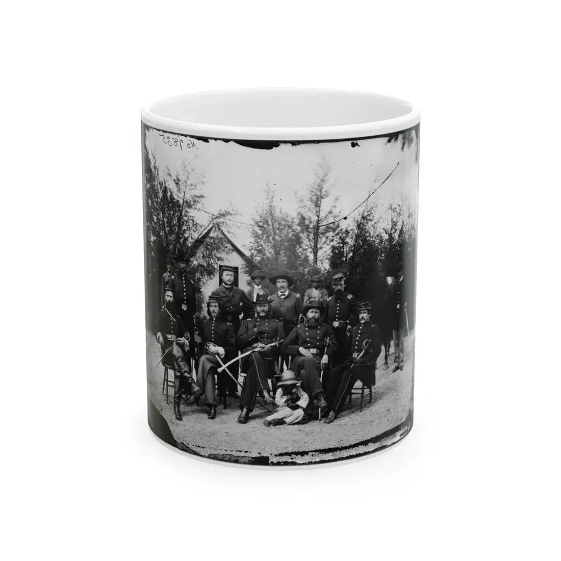 District Of Columbia. Gen. William Gamble And Staff At Camp Stoneman, The Cavalry Depot At Giesborough Point (U.S. Civil War) White Coffee Mug 11oz - Go Mug Yourself