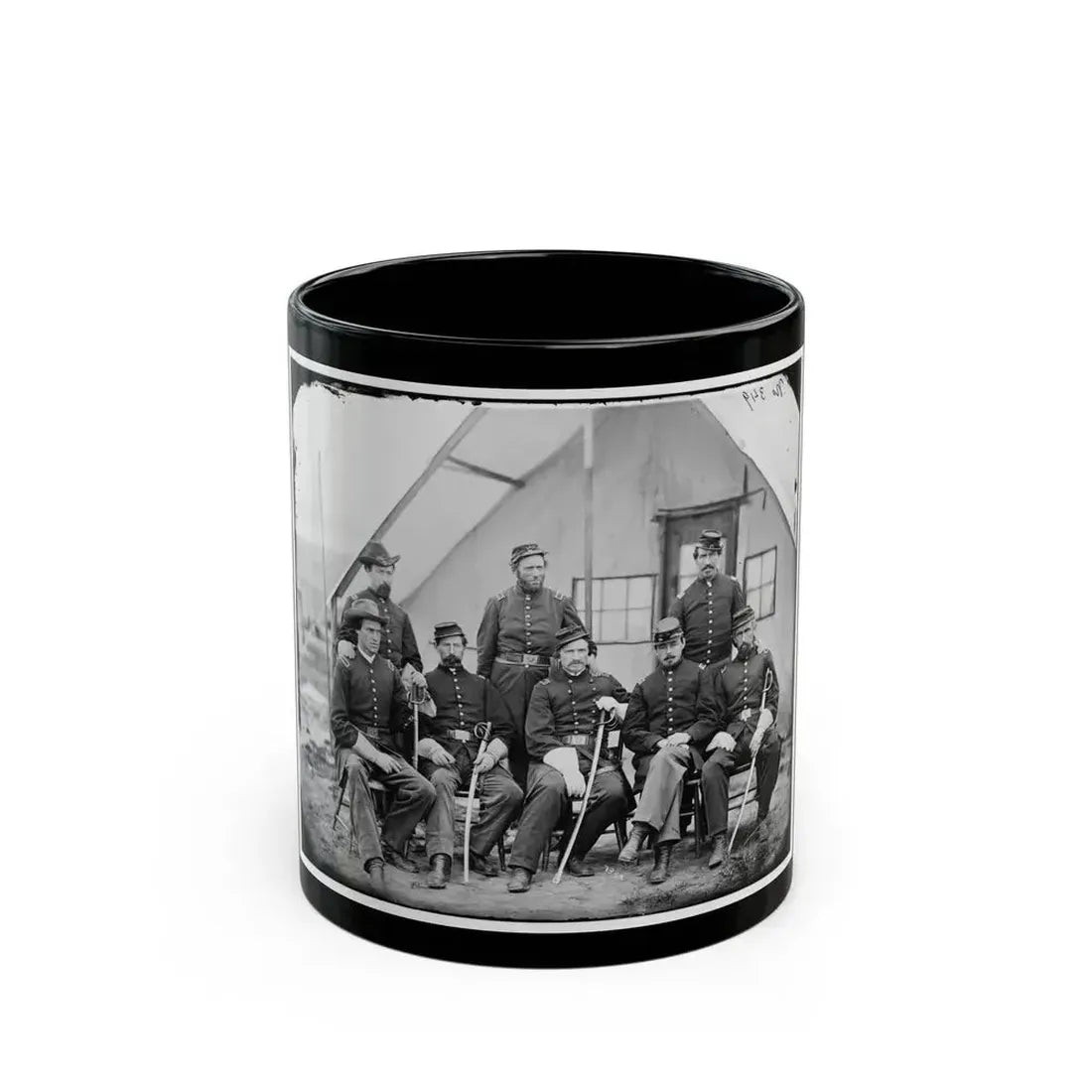 District Of Columbia. Maj. H. W. Sawyer And Staff At Camp Stoneman (U.S. Civil War) Black Coffee Mug 11oz - Go Mug Yourself