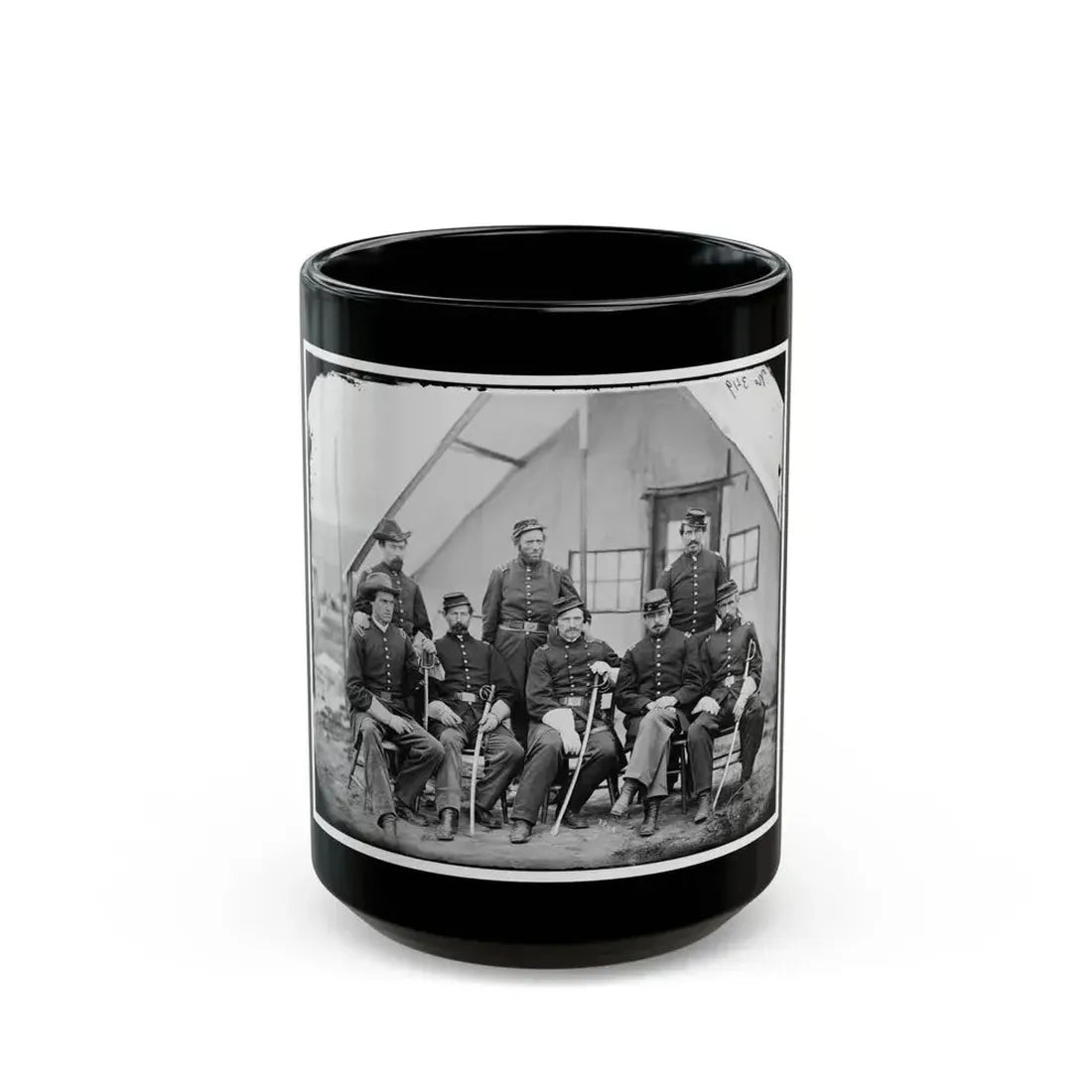 District Of Columbia. Maj. H. W. Sawyer And Staff At Camp Stoneman (U.S. Civil War) Black Coffee Mug 15oz - Go Mug Yourself
