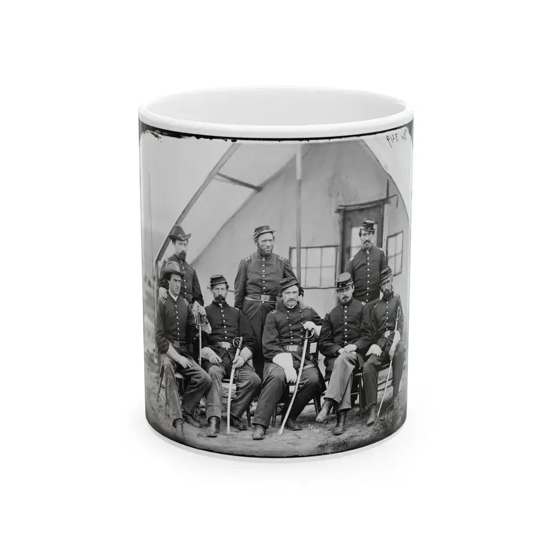 District Of Columbia. Maj. H. W. Sawyer And Staff At Camp Stoneman (U.S. Civil War) White Coffee Mug 11oz - Go Mug Yourself