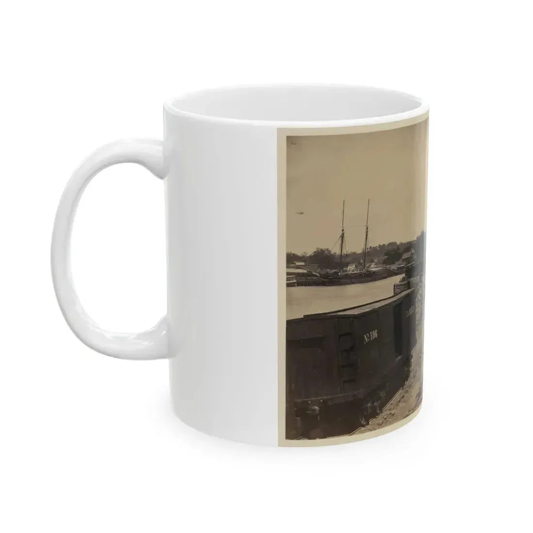 Dock On The South Side Of The James River, Opposite Richmond, Va.(2) (U.S. Civil War) White Coffee Mug - Go Mug Yourself