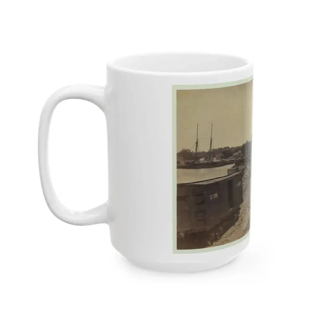 Dock On The South Side Of The James River, Opposite Richmond, Va. (U.S. Civil War) White Coffee Mug - Go Mug Yourself