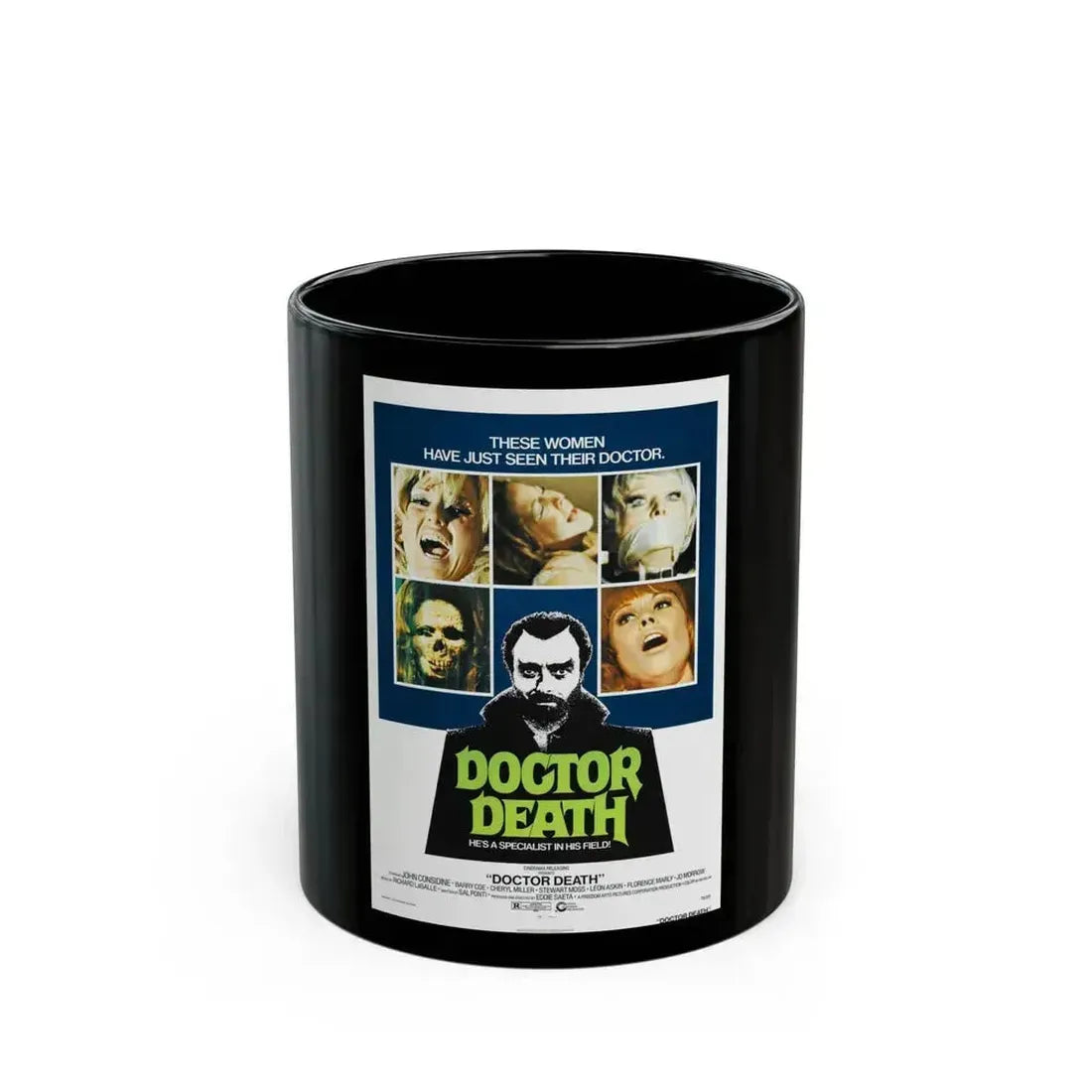 DOCTOR DEATH 1973 Movie Poster - Black Coffee Mug 11oz - Go Mug Yourself