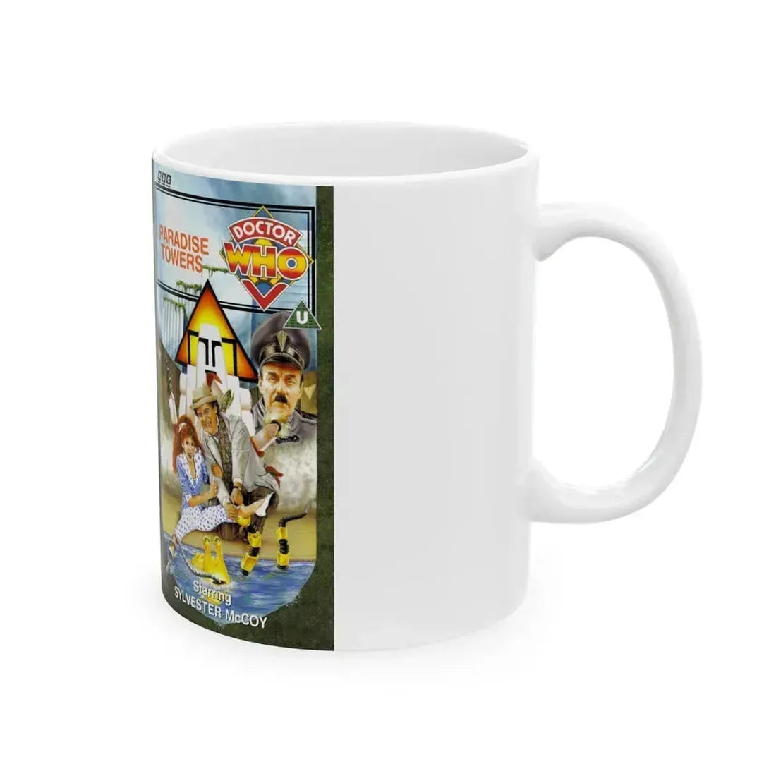 DOCTOR WHO PARADISE TOWERS (VHS COVER) - White Coffee Mug - Go Mug Yourself