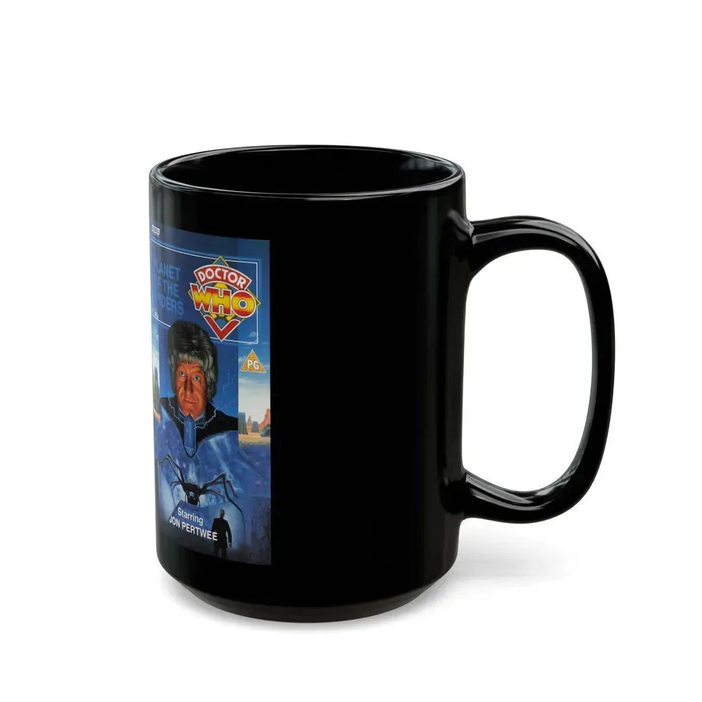 DOCTOR WHO PLANET OF THE SPIDERS JON PERTWEE (VHS COVER) - Black Coffee Mug - Go Mug Yourself