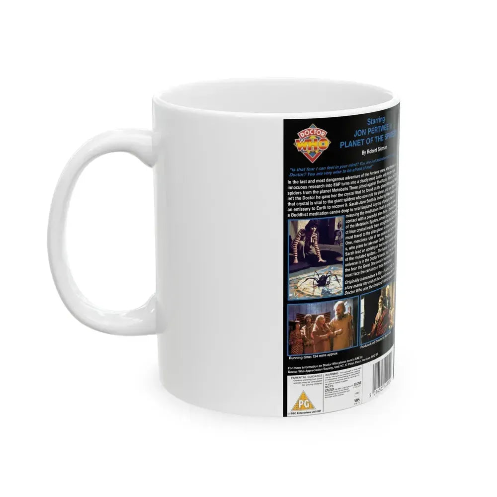 DOCTOR WHO PLANET OF THE SPIDERS JON PERTWEE (VHS COVER) - White Coffee Mug - Go Mug Yourself