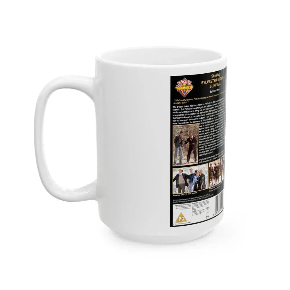 DOCTOR WHO SURVIVAL SYLVESTER MCCOY (VHS COVER) - White Coffee Mug - Go Mug Yourself