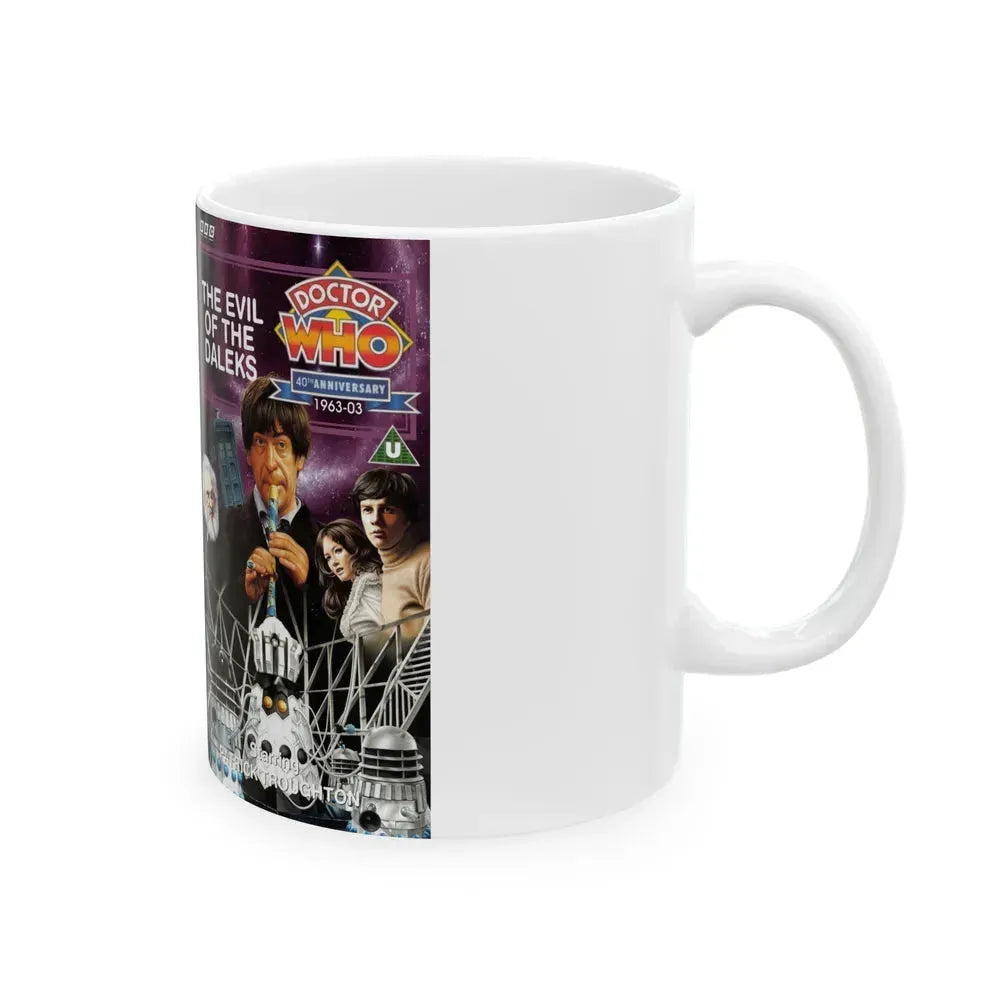 DOCTOR WHO THE EVIL OF THE DALEKS PATRICK TROUGHTON (VHS COVER) - White Coffee Mug - Go Mug Yourself