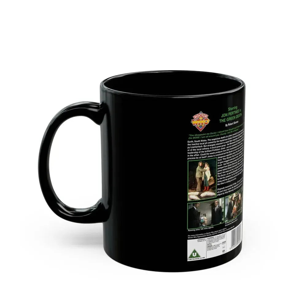 DOCTOR WHO THE GREEN DEATH (VHS COVER) - Black Coffee Mug - Go Mug Yourself