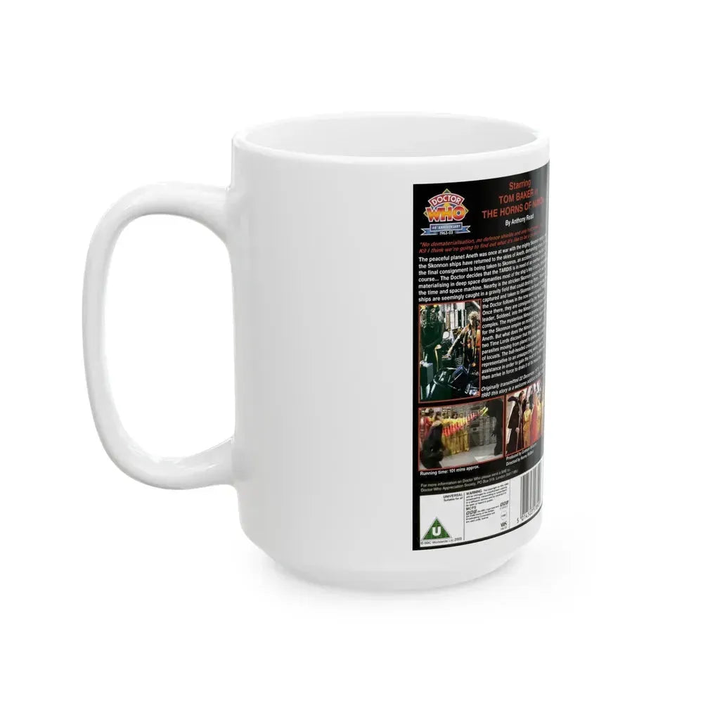 DOCTOR WHO THE HORNS OF NIMON (VHS COVER) - White Coffee Mug - Go Mug Yourself