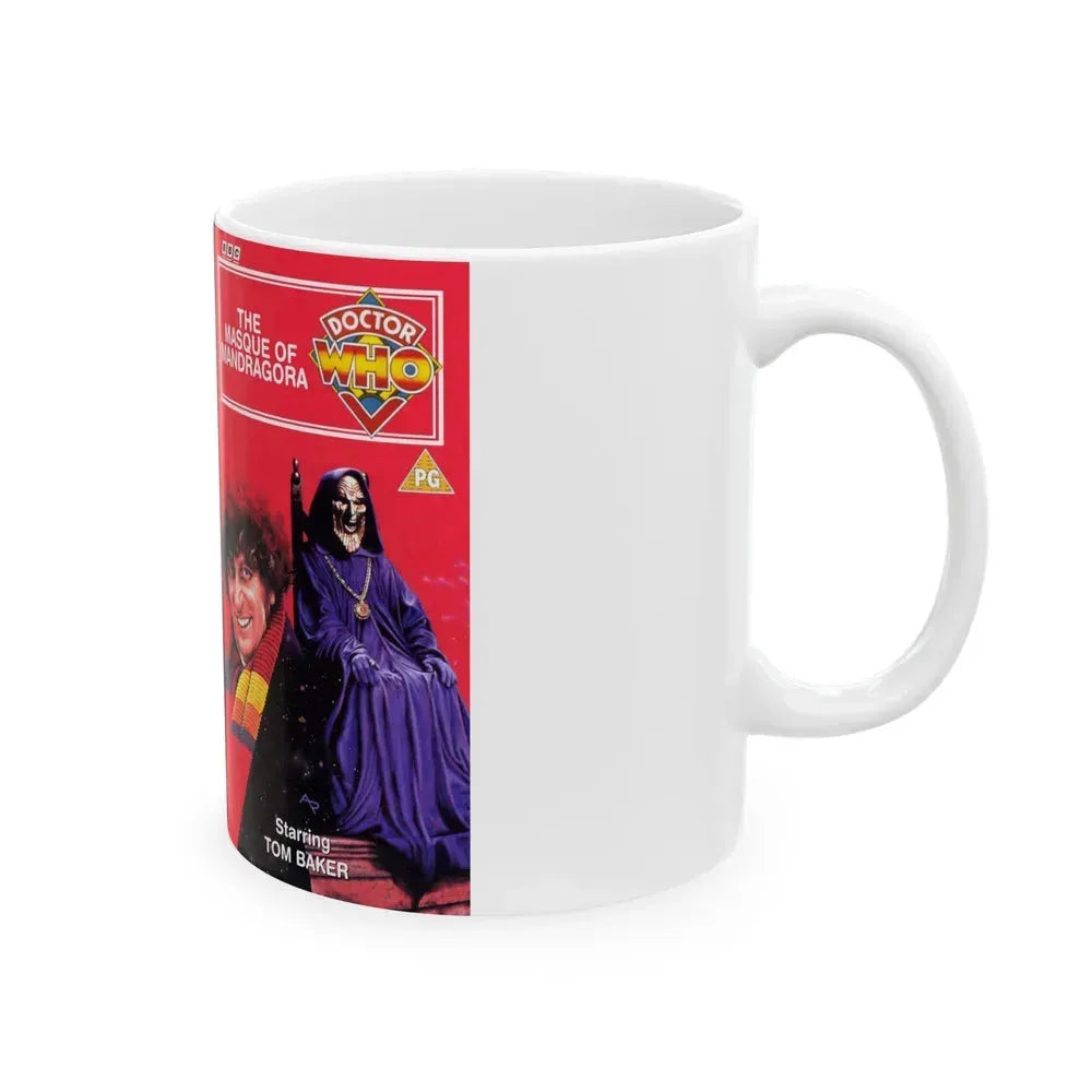 DOCTOR WHO THE MASQUE OF MANDRAGORA TOM BAKER (VHS COVER) - White Coffee Mug - Go Mug Yourself