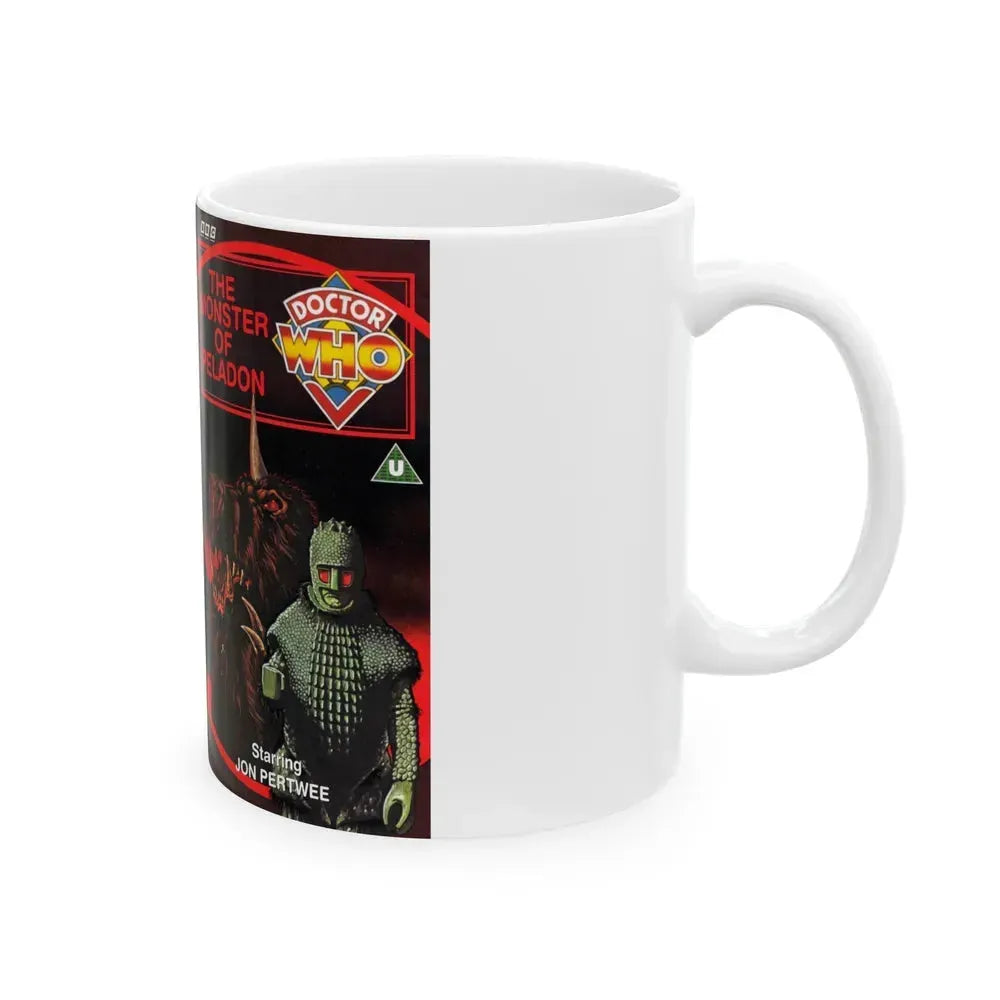 DOCTOR WHO THE MONSTER OF PELADON JON PERTWEE (VHS COVER) - White Coffee Mug - Go Mug Yourself