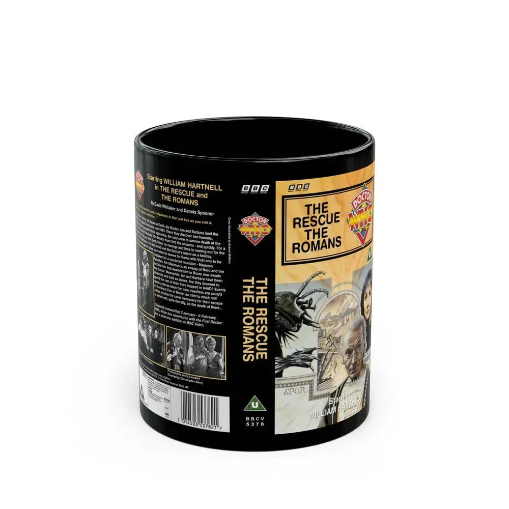 DOCTOR WHO THE RESCUE THE ROMANS (VHS COVER) - Black Coffee Mug 11oz - Go Mug Yourself