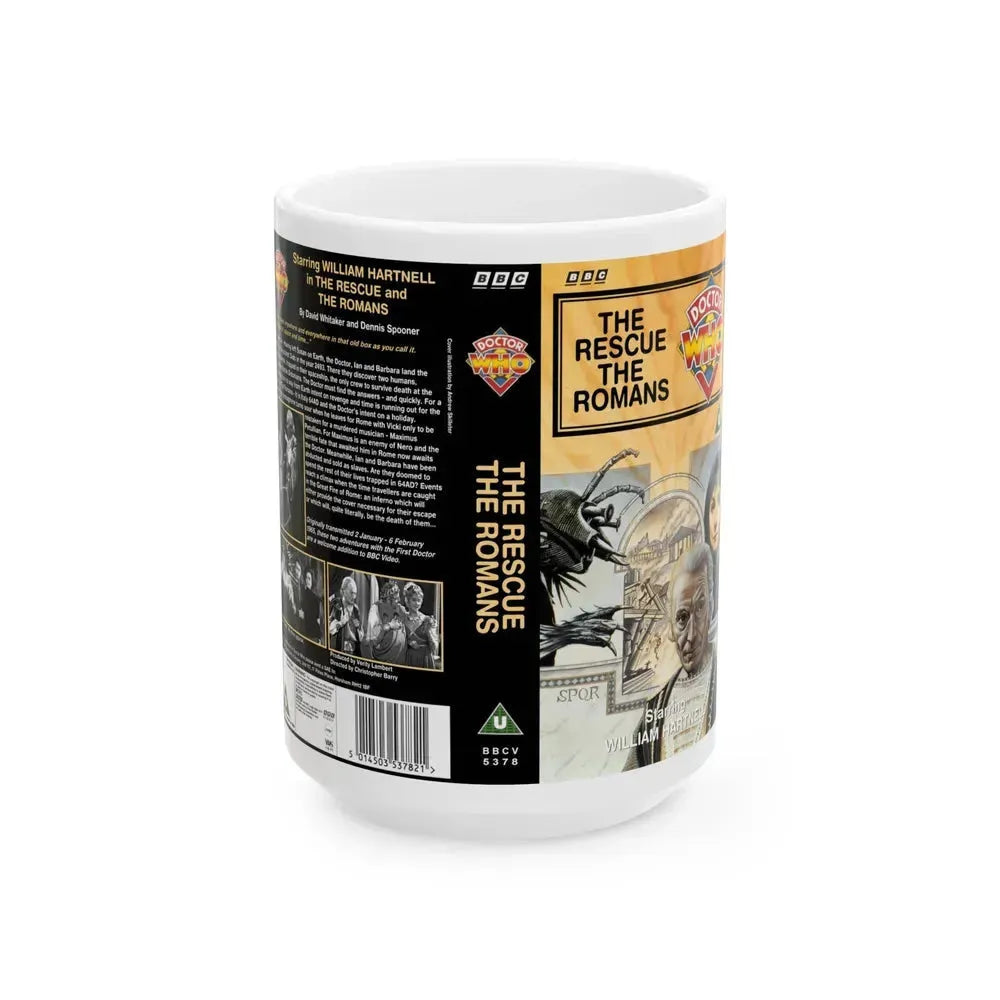 DOCTOR WHO THE RESCUE THE ROMANS (VHS COVER) - White Coffee Mug 15oz - Go Mug Yourself