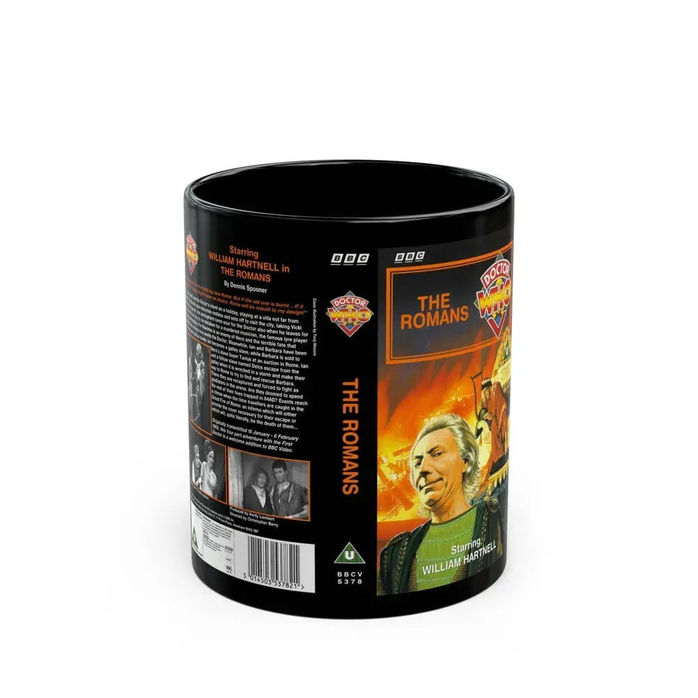 DOCTOR WHO THE ROMANS (VHS COVER) - Black Coffee Mug 11oz - Go Mug Yourself