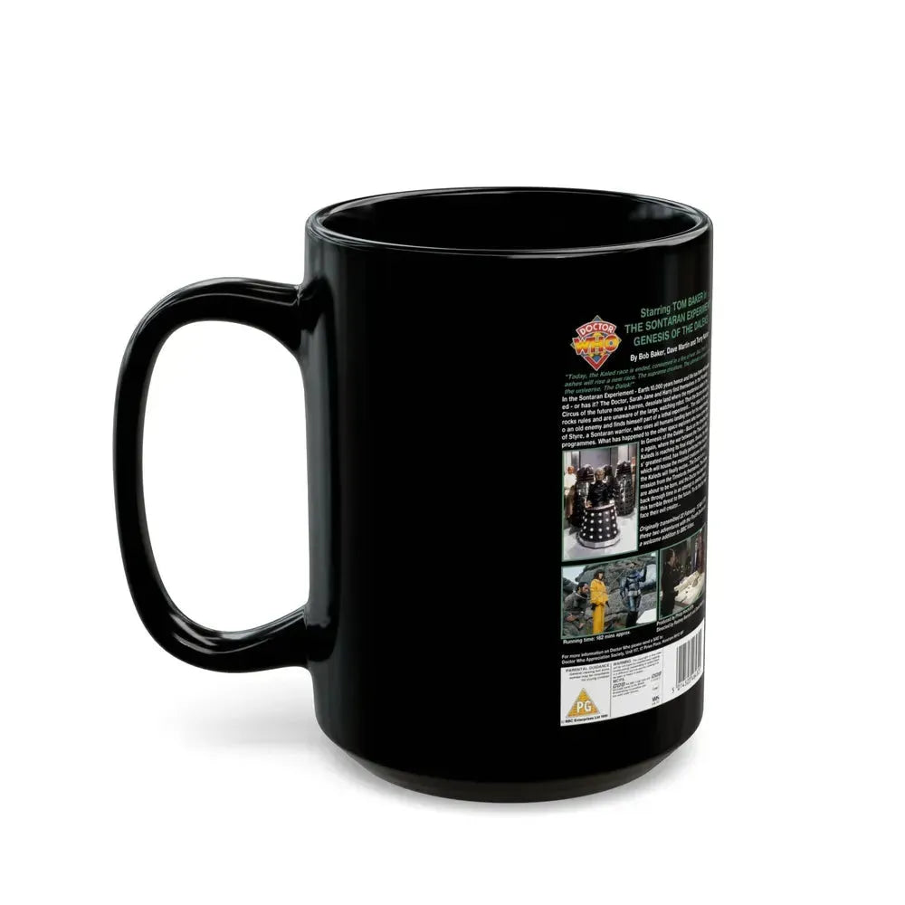 DOCTOR WHO THE SONTARAN EXPERIMENT AND DENESIS OF THE DALEKS (VHS COVER) - Black Coffee Mug - Go Mug Yourself