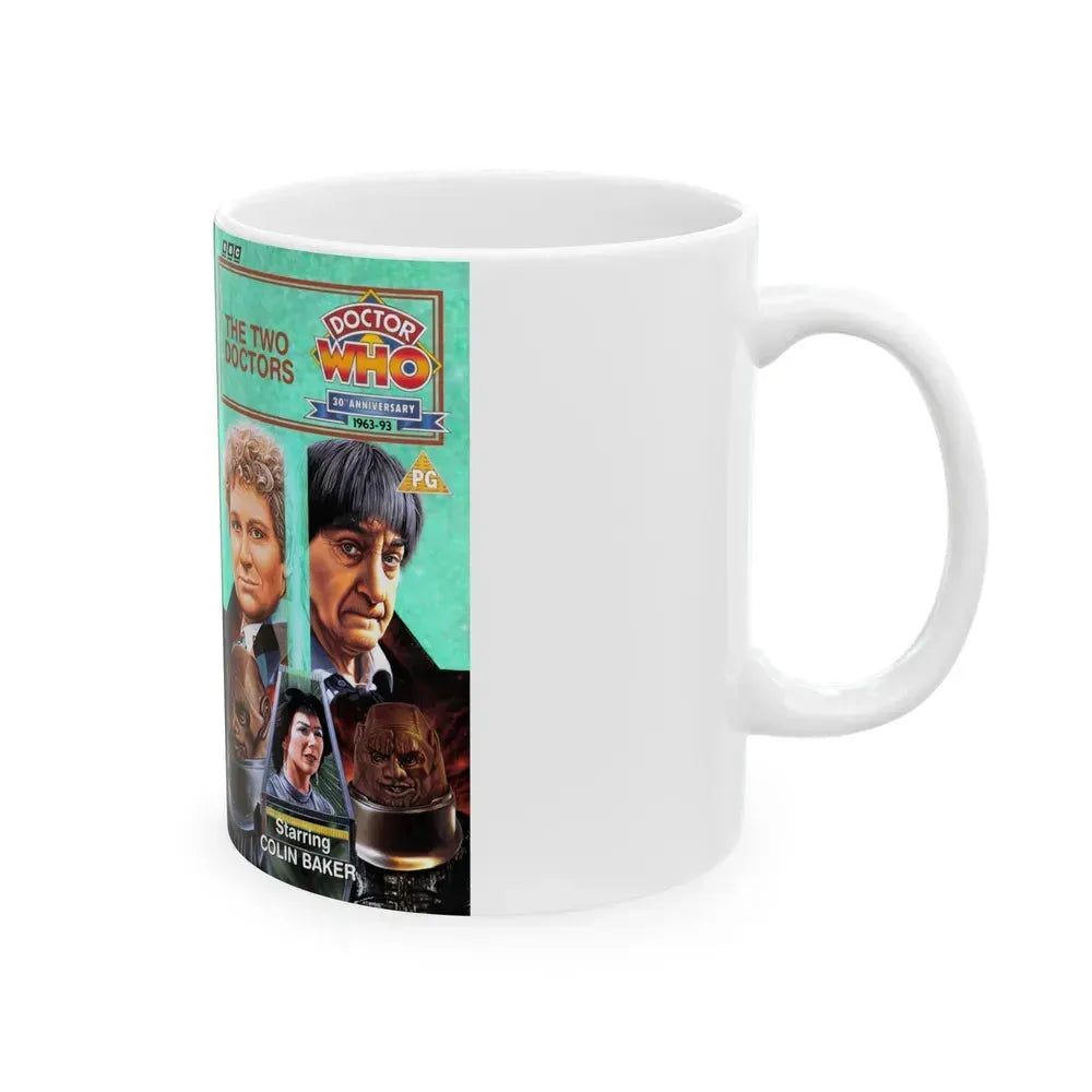 DOCTOR WHO THE TWO DOCTORS (VHS COVER) - White Coffee Mug - Go Mug Yourself