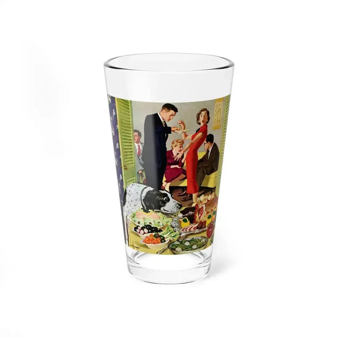 Doggy Buffet, Saturday Evening Post, January 5, 1957 - Pint Glass 16oz 16oz - Go Mug Yourself