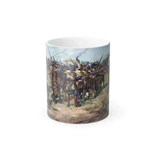 Don Troiani (1949-) First Muster, Spring 1637, Massachusetts Bay Colony The birth of the United States -0 - Color Changing Mug 11oz 11oz - Go Mug Yourself