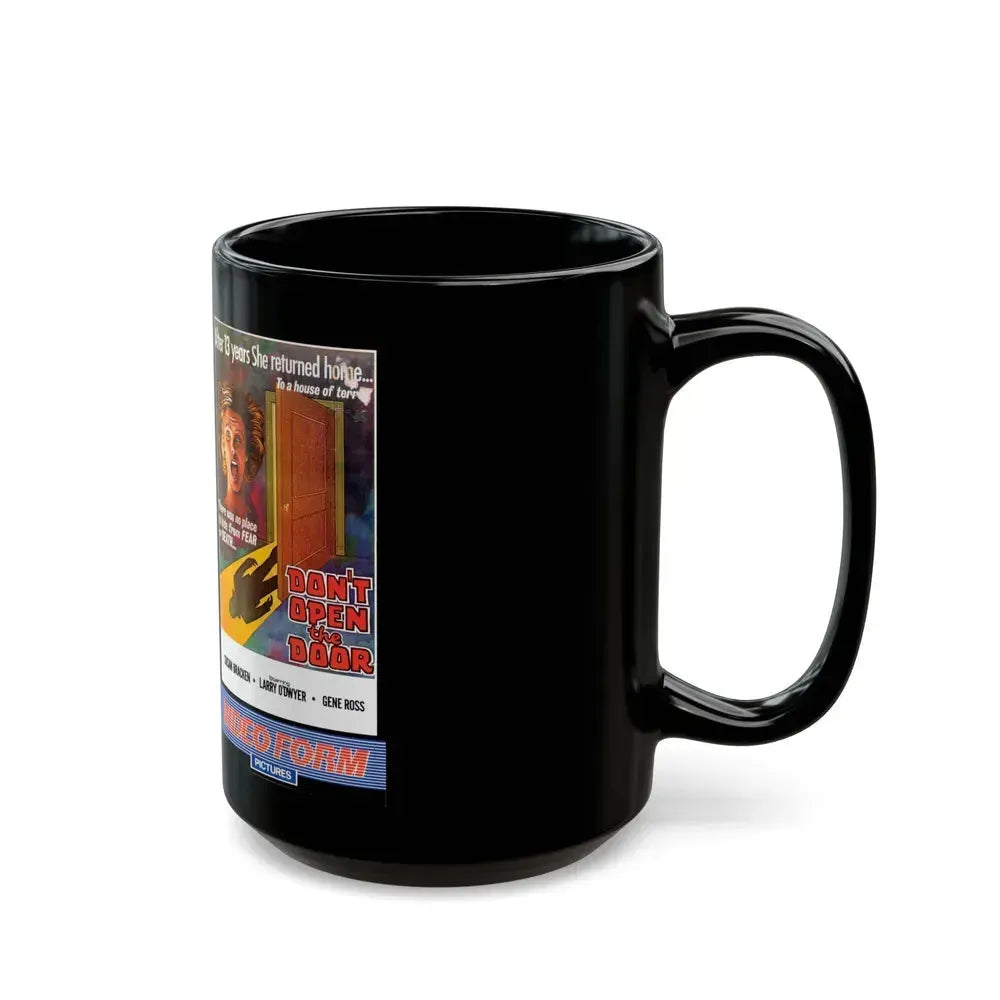 DONT OPEN THE DOOR VIDEO FORM PICTURES (VHS COVER) - Black Coffee Mug - Go Mug Yourself