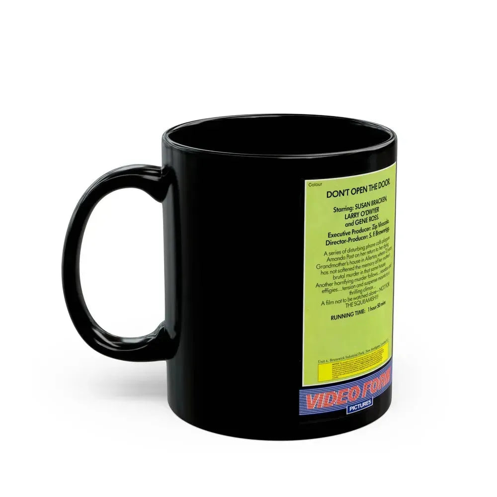 DONT OPEN THE DOOR VIDEO FORM PICTURES (VHS COVER) - Black Coffee Mug - Go Mug Yourself
