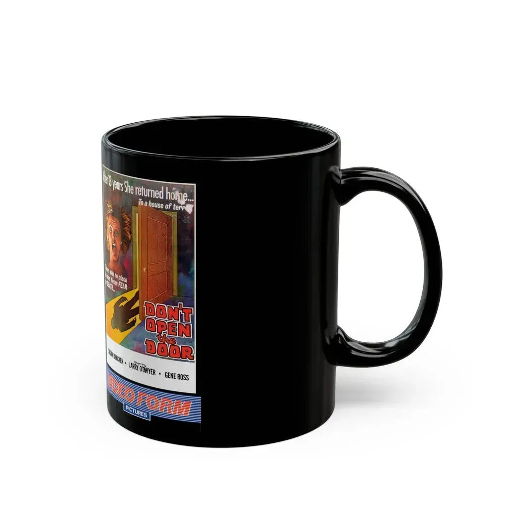 DONT OPEN THE DOOR VIDEO FORM PICTURES (VHS COVER) - Black Coffee Mug - Go Mug Yourself