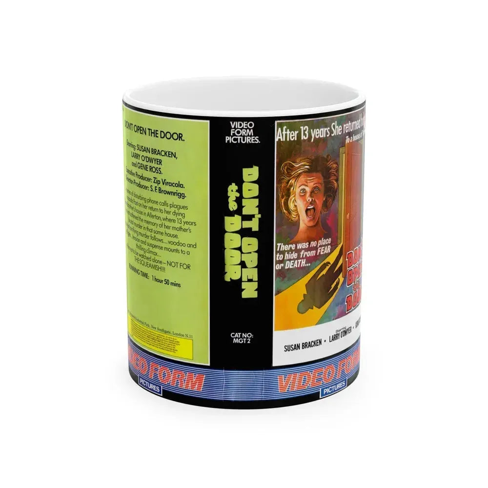 DONT OPEN THE DOOR VIDEO FORM PICTURES (VHS COVER) - White Coffee Mug 11oz - Go Mug Yourself