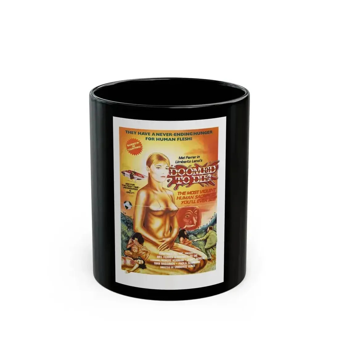 DOOMED TO DIE (EATEN ALIVE) 1980 Movie Poster - Black Coffee Mug 11oz - Go Mug Yourself