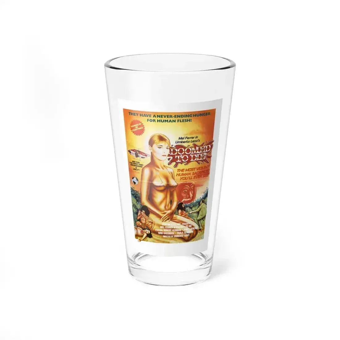 DOOMED TO DIE (EATEN ALIVE) 1980 Movie Poster - Pint Glass 16oz 16oz - Go Mug Yourself