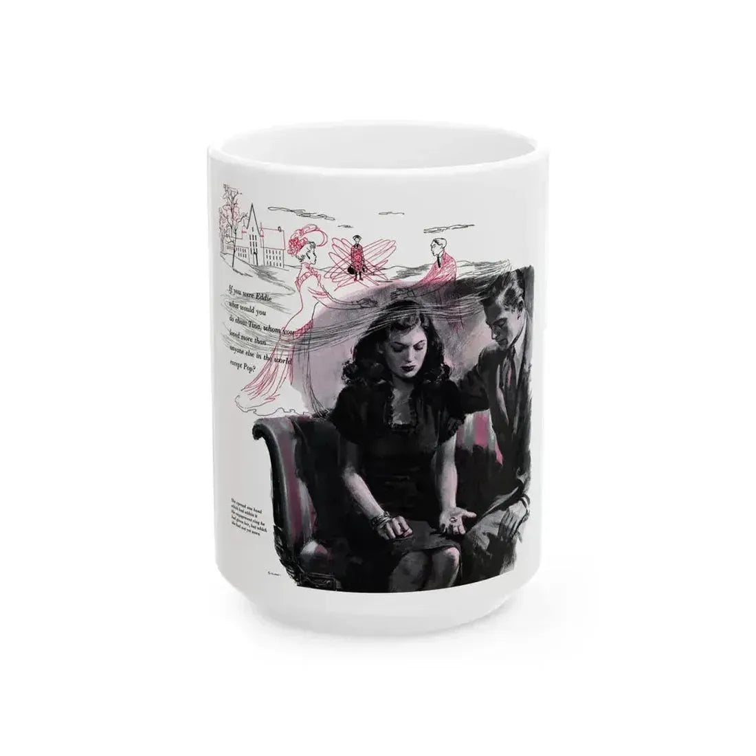 Double Engagement, Woman's Day, January 1947 - White Coffee Mug 15oz - Go Mug Yourself