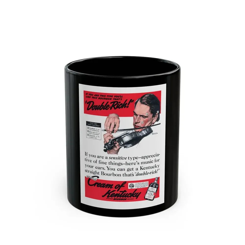 Double-Rich, Cream of Kentucky ad, Liberty, November 1938 - Black Coffee Mug 11oz - Go Mug Yourself