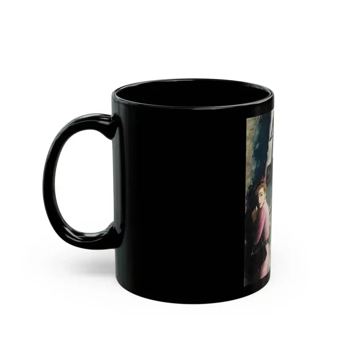 Down the Staircase, story illustration, circa 1955 - Black Coffee Mug - Go Mug Yourself