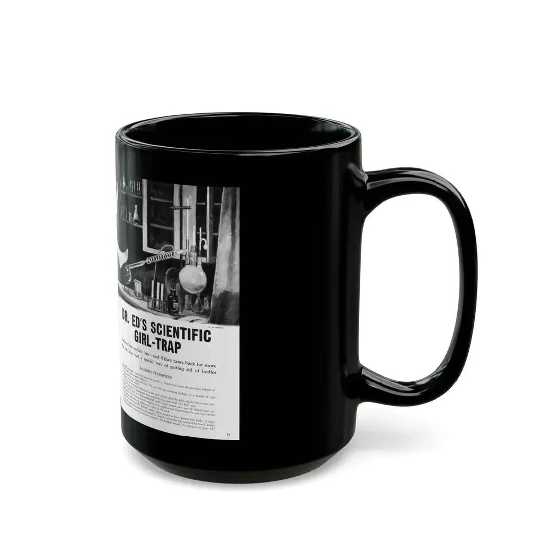 Dr. Ed's Scientific Girl-Trap, Men magazine, November 1957 - Black Coffee Mug - Go Mug Yourself