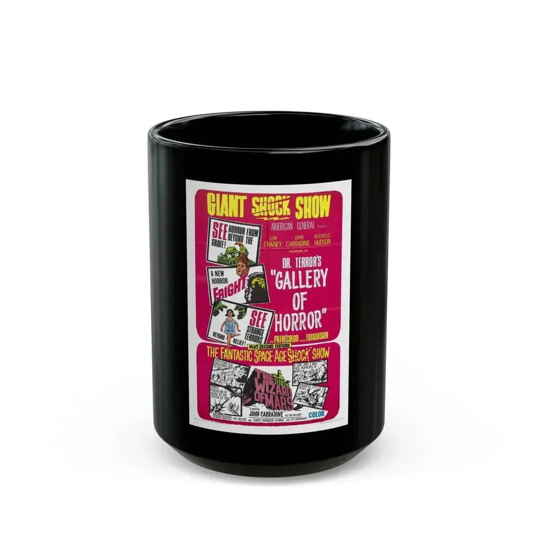 DR. TERROR'S GALLERY OF HORRORS + THE WIZARD OF MARS 1967 Movie Poster - Black Coffee Mug 15oz - Go Mug Yourself